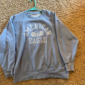 American Eagle Outfitters Men's Light Blue Crewneck Sweater